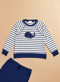 Bubbly Whale French Terry Sweatshirt & Shorts Set Detail 2 - TULLABEE