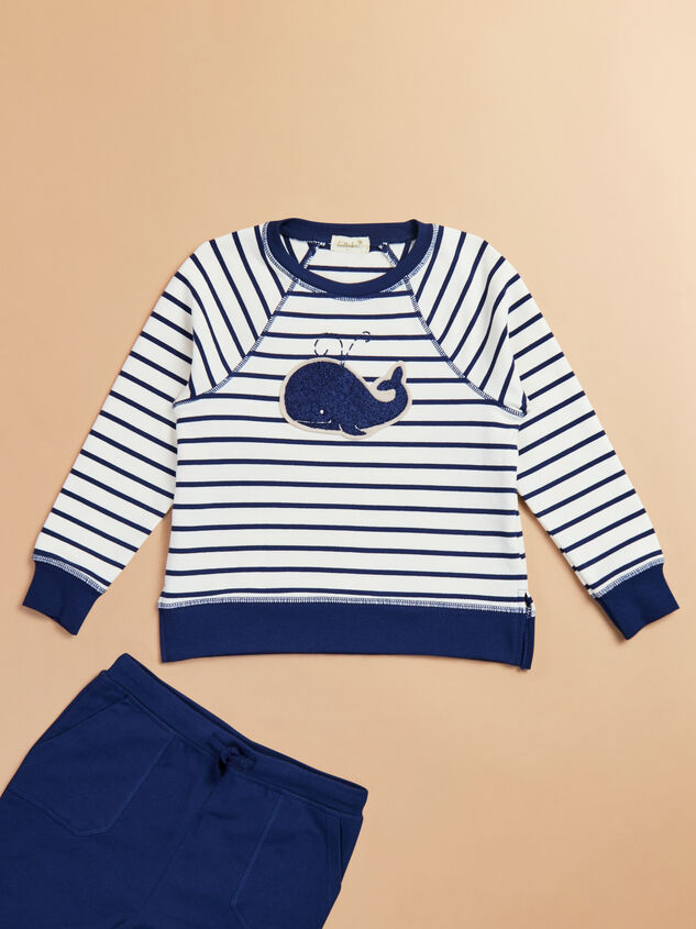 Bubbly Whale French Terry Sweatshirt & Shorts Set Detail 2 - TULLABEE