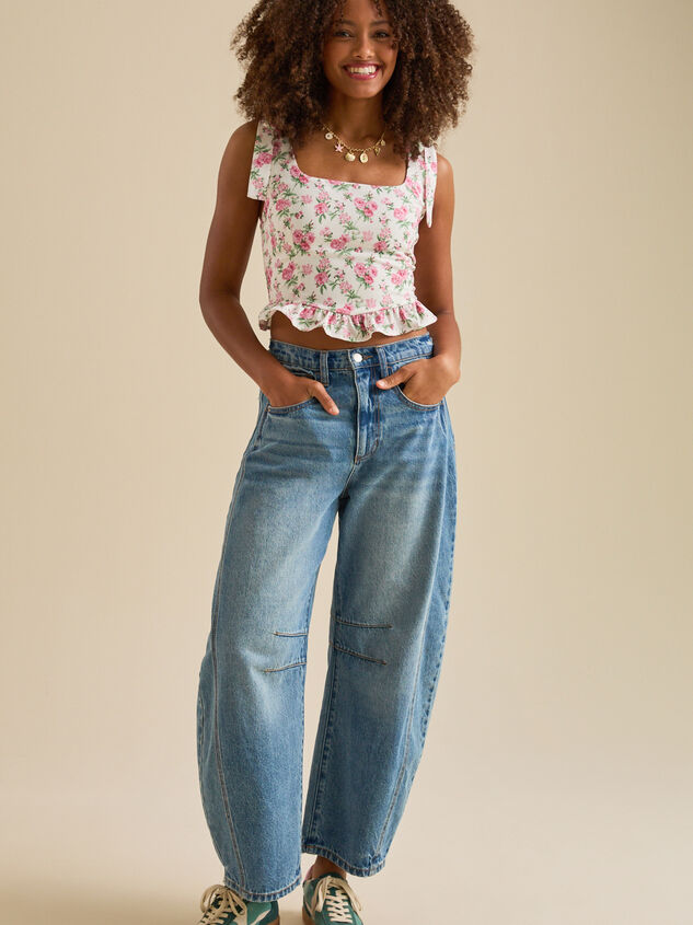 Ashlin Floral Corset Peplum Top Detail 2 - TULLABEE