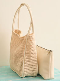 Woven Straw Tote Bag and Pouch Set Detail 3 - TULLABEE