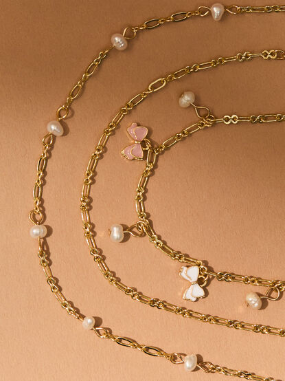 Dainty Pearl Bow Bracelet Set - TULLABEE