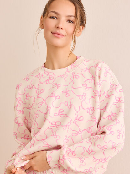 Blush Bow Supersoft Crew Pullover - TULLABEE