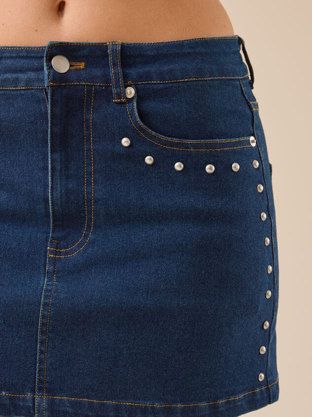 Becca Studded Denim Mini Skirt Detail 3 - TULLABEE