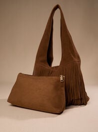 Millie Suede Fringe Tote Bag Detail 4 - TULLABEE