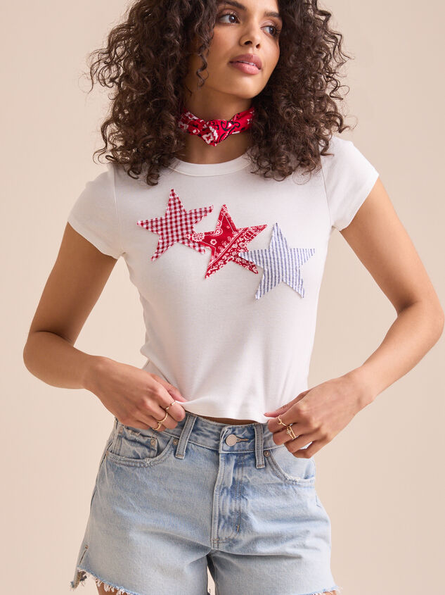 Star Patchwork Tee Detail 2 - TULLABEE