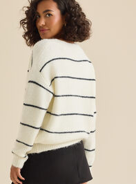 Lucian Striped V-Neck Sweater Detail 4 - TULLABEE