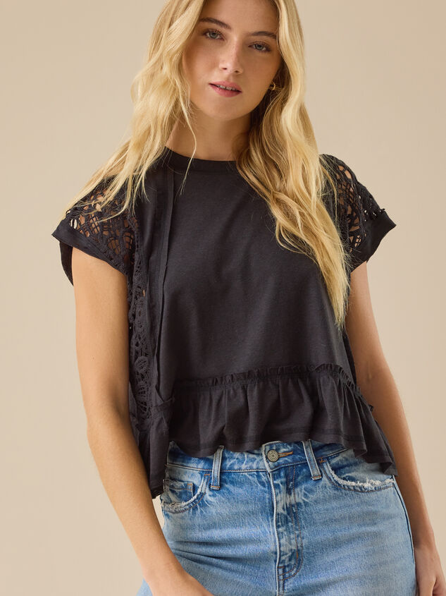 Micah Lace Peplum Top Detail 3 - TULLABEE