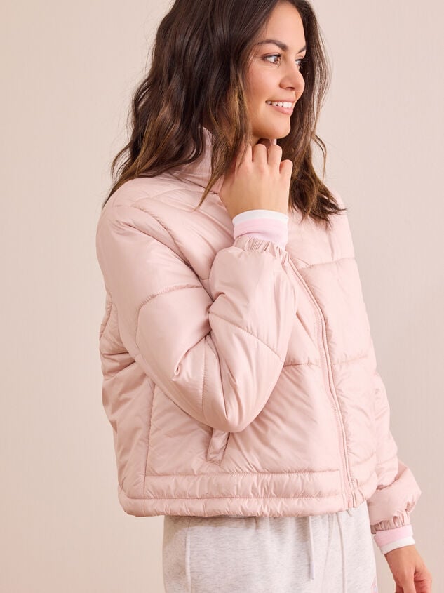 Frosted Heart Puffer Jacket Detail 4 - TULLABEE