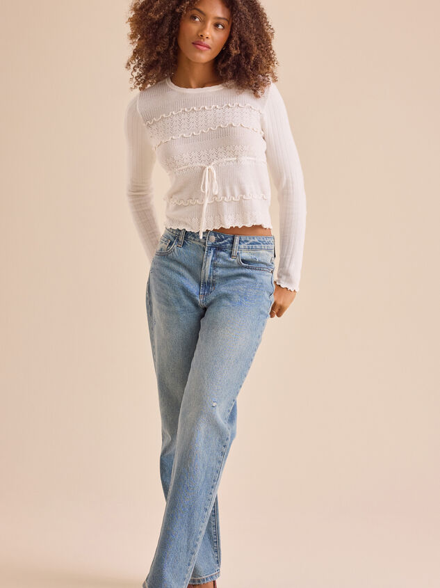 Stevie Ruffle Trim Sweater Detail 2 - TULLABEE