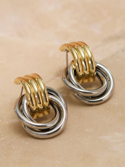 Mixed Metal Door Knocker Earring - TULLABEE