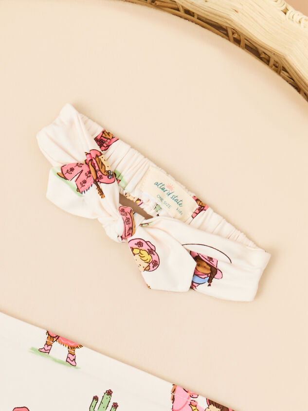 Vintage Cowgirl Swaddle with Headband Detail 4 - TULLABEE