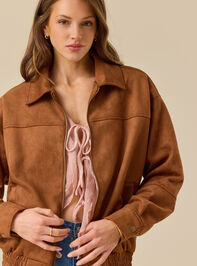 Vanessa Suede Bomber Jacket Detail 3 - TULLABEE