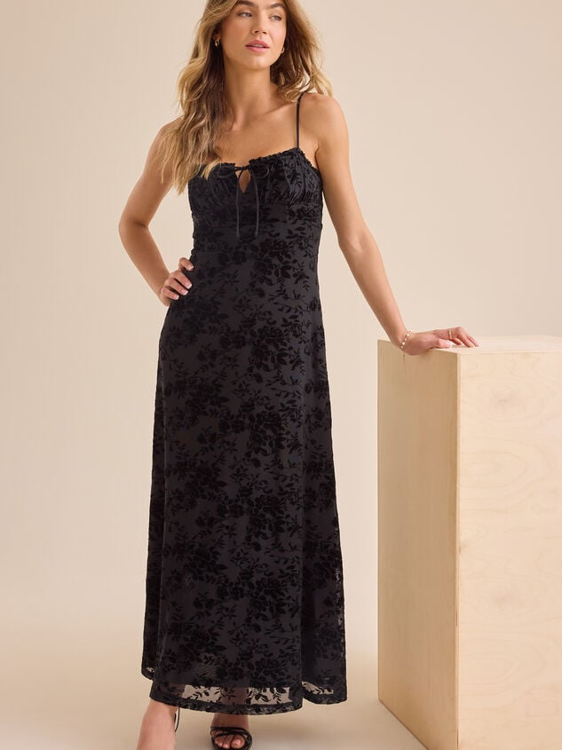 Olympia Velvet Maxi Dress Detail 2 - TULLABEE