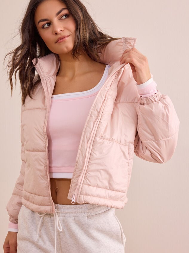 Frosted Heart Puffer Jacket Detail 3 - TULLABEE