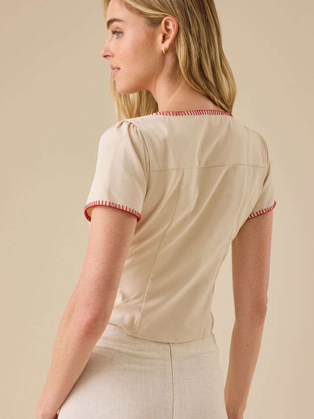Carlisle Rose Embroidered Top Detail 5 - TULLABEE