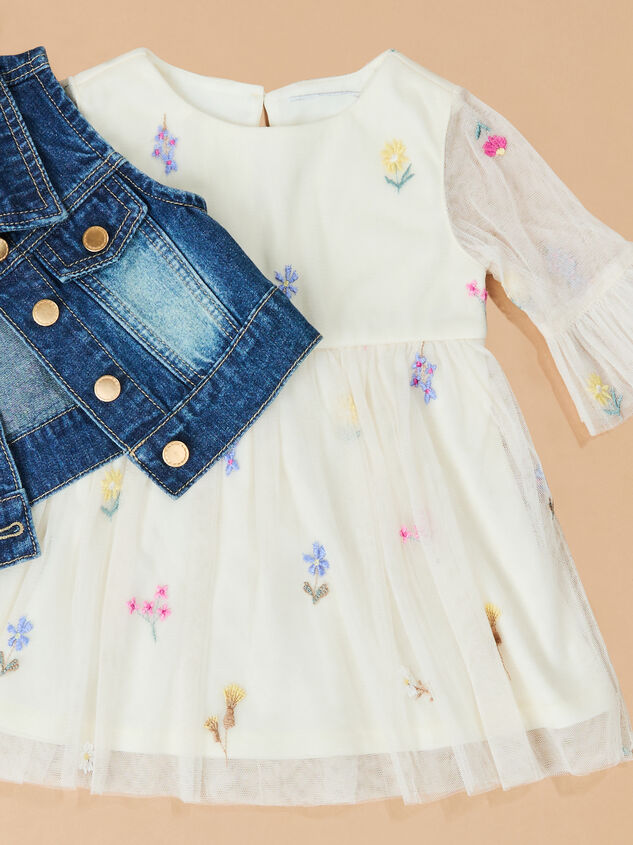 Denim Dreams Toddler Dress Set Detail 3 - TULLABEE