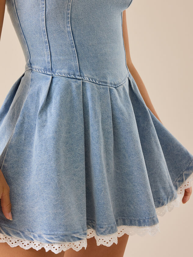 Camdyn Strapless Denim Mini Dress Detail 3 - TULLABEE