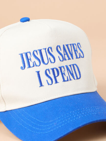 Jesus Saves I Spend Trucker Hat - TULLABEE