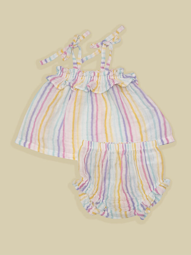 Rorri Rainbow Stripe Bloomer Set Detail 2 - TULLABEE