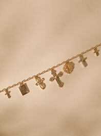 Mixed Cross Charm Dangle Necklace Detail 2 - TULLABEE
