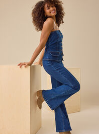 Keri Strapless Denim Jumpsuit Detail 3 - TULLABEE
