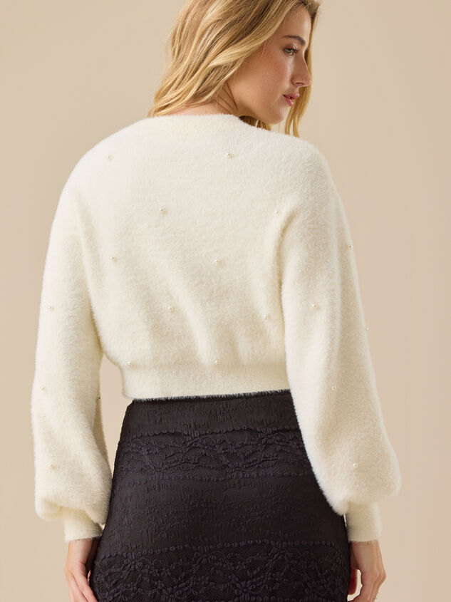 Seraphina Pearl and Bow Cardigan Detail 6 - TULLABEE
