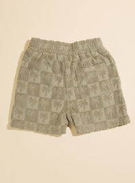 Palm Checkered Shorts by Rylee + Cru Detail 2 - TULLABEE