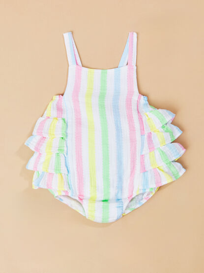 Haley Colorful Stripe Ruffle Bubble - TULLABEE