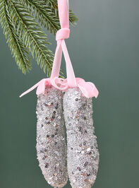 Sequin Ballet Slippers Christmas Ornament Detail 2 - TULLABEE