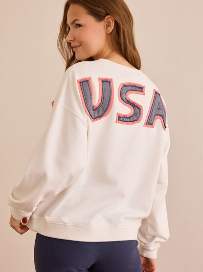 USA Flag Applique Pullover - TULLABEE