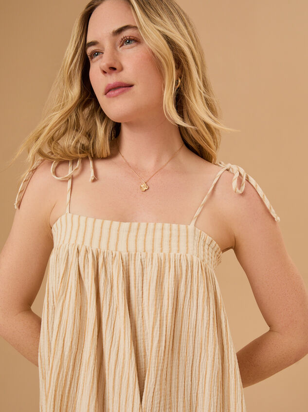 Malea Marigold Striped Mama Dress by Rylee + Cru Detail 4 - TULLABEE