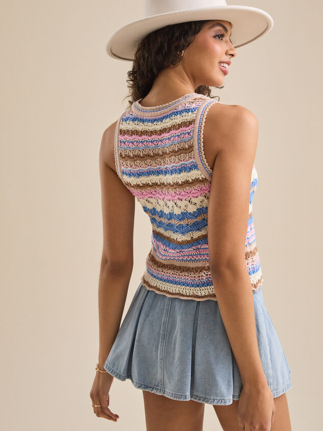 Bailee Striped Crochet Tank Detail 4 - TULLABEE