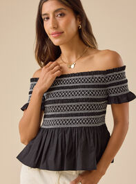 Norma Off-Shoulder Smocked Top Detail 3 - TULLABEE