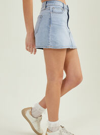 Stella Denim Mini Skirt Detail 4 - TULLABEE