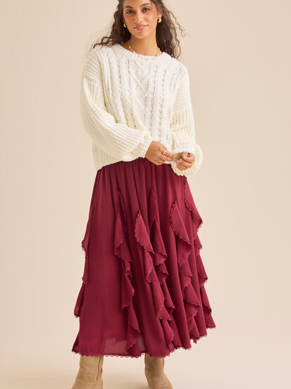 Autumn Ruffle Midi Skirt - TULLABEE