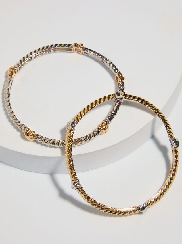 Mixed Metal Twisted Stretch Bracelet Pack Detail 3 - TULLABEE