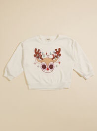 Groovy Reindeer Toddler Sweatshirt Detail 2 - TULLABEE
