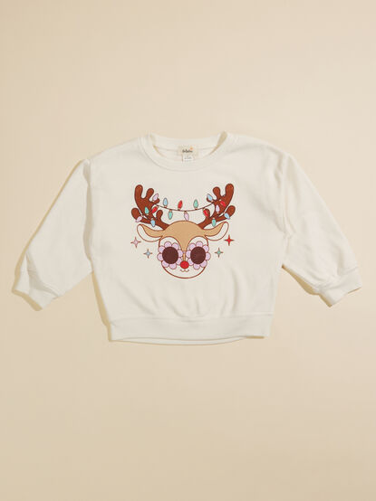 Groovy Reindeer Toddler Sweatshirt - TULLABEE