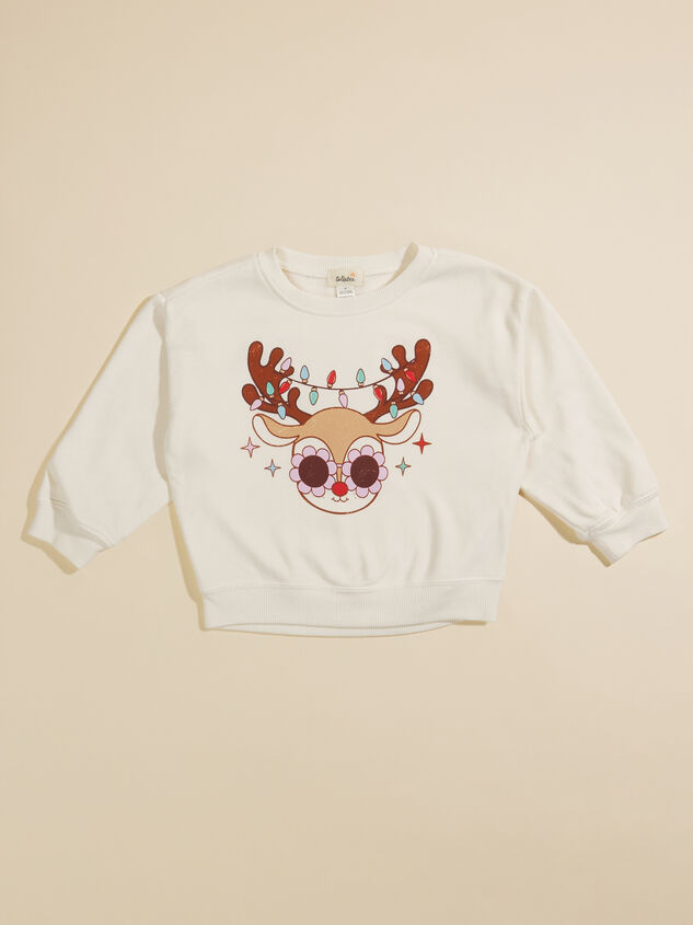 Groovy Reindeer Toddler Sweatshirt Detail 2 - TULLABEE