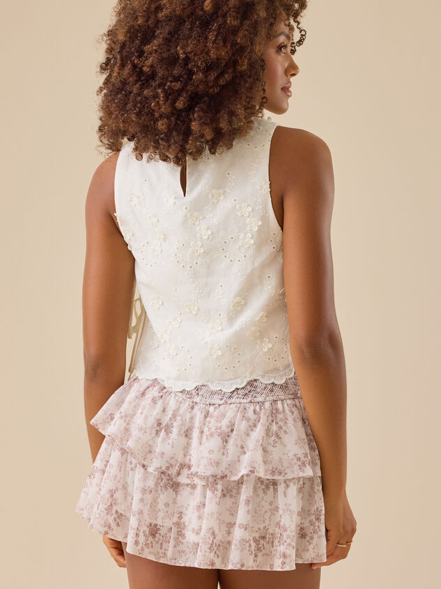 Jaycie Embroidered Side Tie Tank Detail 5 - TULLABEE