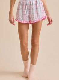 Kira Floral Bow Sleep Shorts Detail 2 - TULLABEE