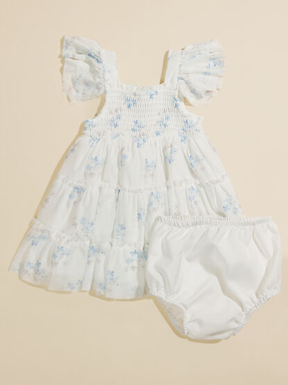 Karli Floral Smocked Baby Dress and Bloomer Set - TULLABEE
