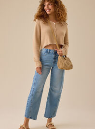 Hillary Scallop Trim Cardigan Detail 3 - TULLABEE
