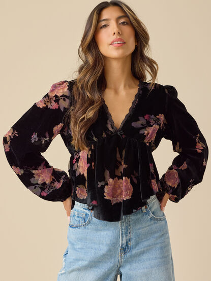 Lindsey Velvet Babydoll Top - TULLABEE