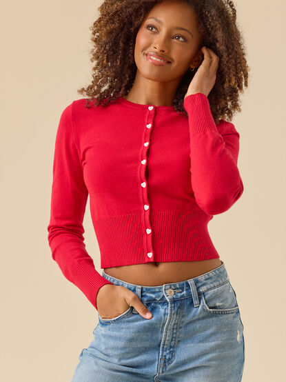 Amaya Heart Button Cardigan - TULLABEE