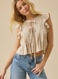Aurora Pleated Tie Front Top Detail 3 - TULLABEE