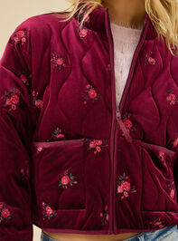Freya Velvet Floral Embroidered Jacket Detail 3 - TULLABEE
