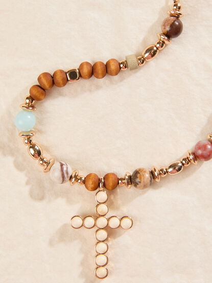 Beaded Cross Necklace - TULLABEE