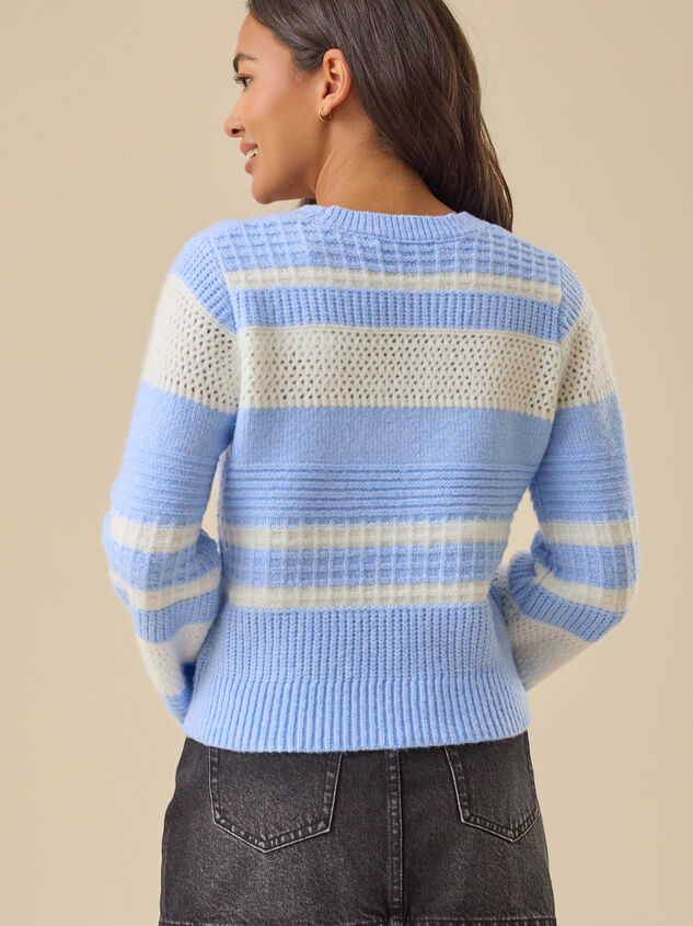 Suzanna Pointelle Striped Sweater Detail 4 - TULLABEE
