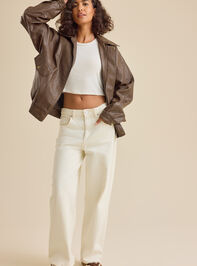 Reba Leather Bomber Jacket Detail 6 - TULLABEE
